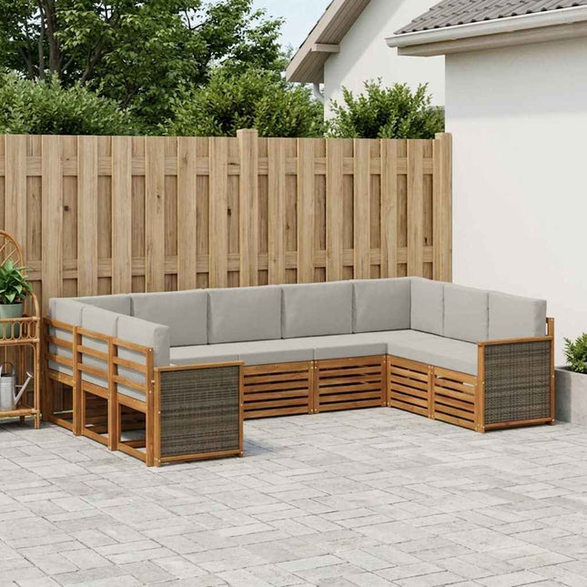 Sektionalsofa sæt med pude 7 pcs Naturfarvet og lysegrå