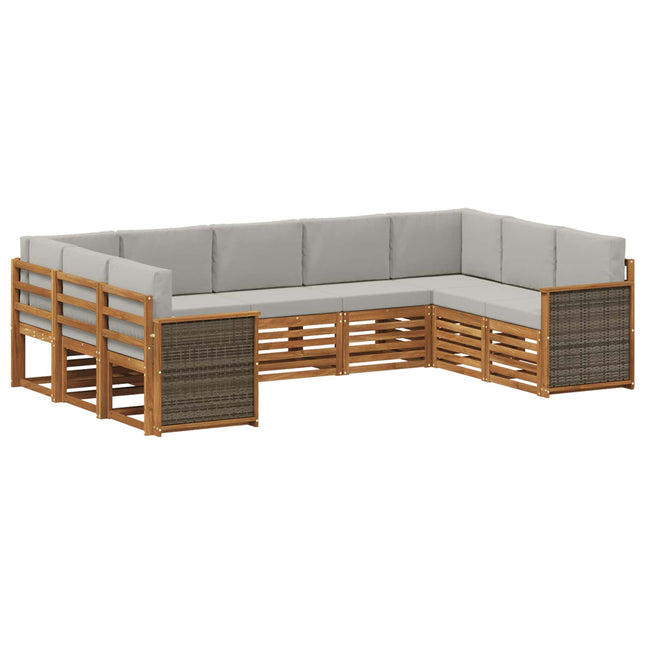 Sektionalsofa sæt med pude 7 pcs Naturfarvet og lysegrå