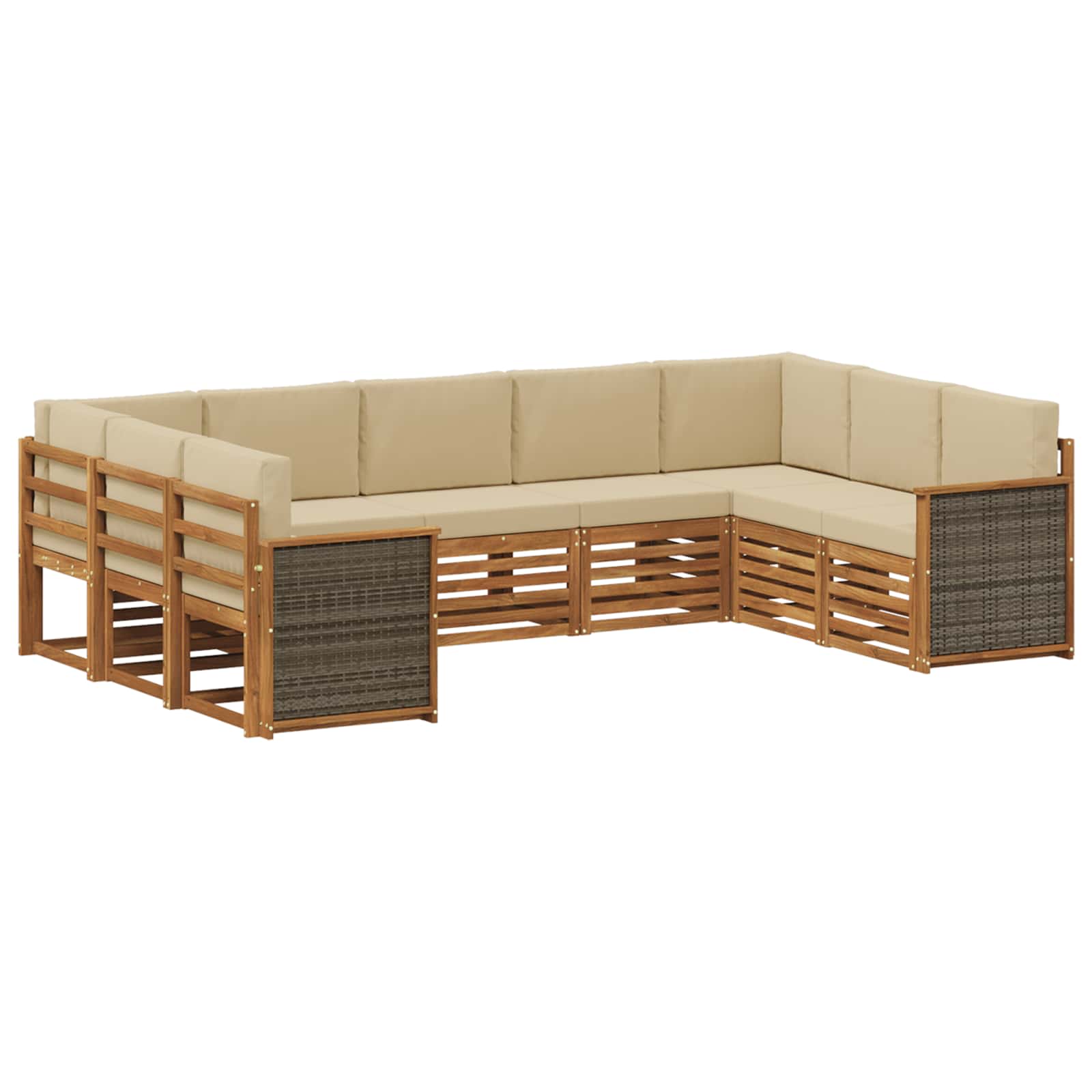 Sektionalsofa sæt 7 pcs Naturfarvet Soli Akacietræ og polyester