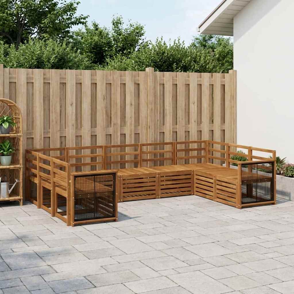 Sektionalsofa sæt 7 pcs Naturfarvet Massivt Akacietræ