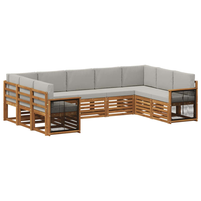 Sektionalsofa sæt med pude 7 pcs Naturfarvet og lysegrå