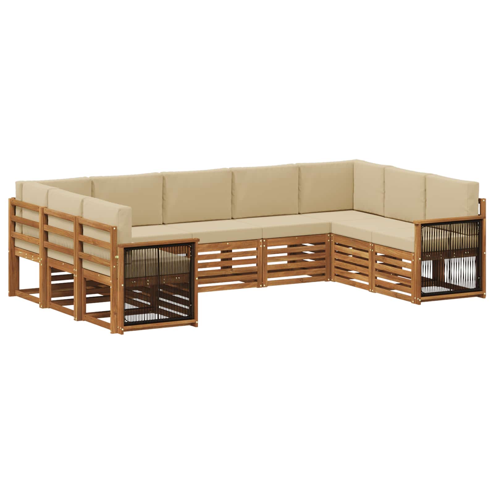 Sektionalsofa sæt 7 pcs Naturfarvet Soli Akacietræ og polyester