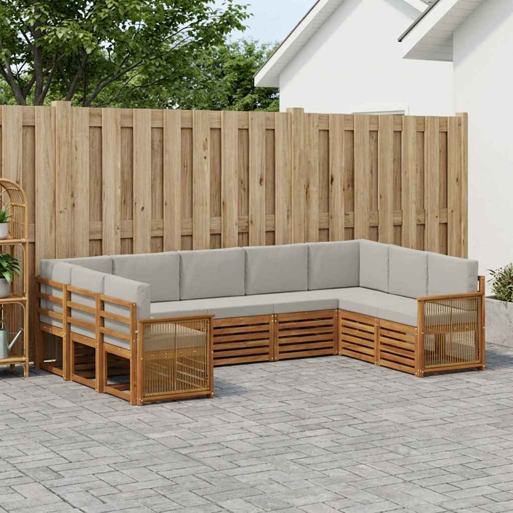 Sektionalsofa sæt med pude 7 pcs Naturfarvet og lysegrå