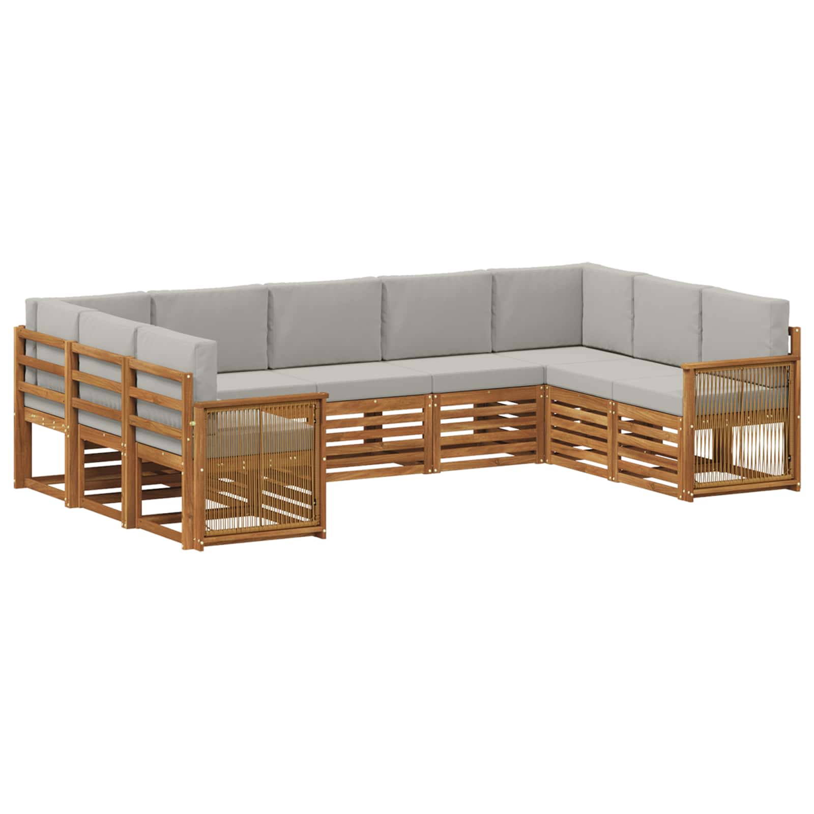 Sektionalsofa sæt med pude 7 pcs Naturfarvet og lysegrå