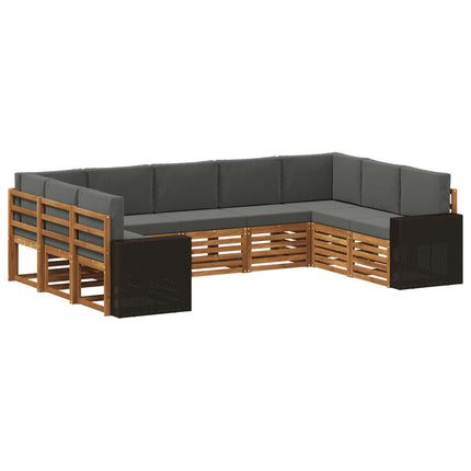 Sektionalsofa sæt med pude 9 pcs Naturlig og Antracit Polyester