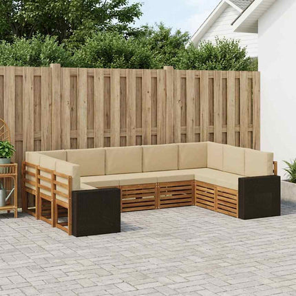 Sektionalsofa sæt med pude 9 pcs Naturlig og Beige Polyester