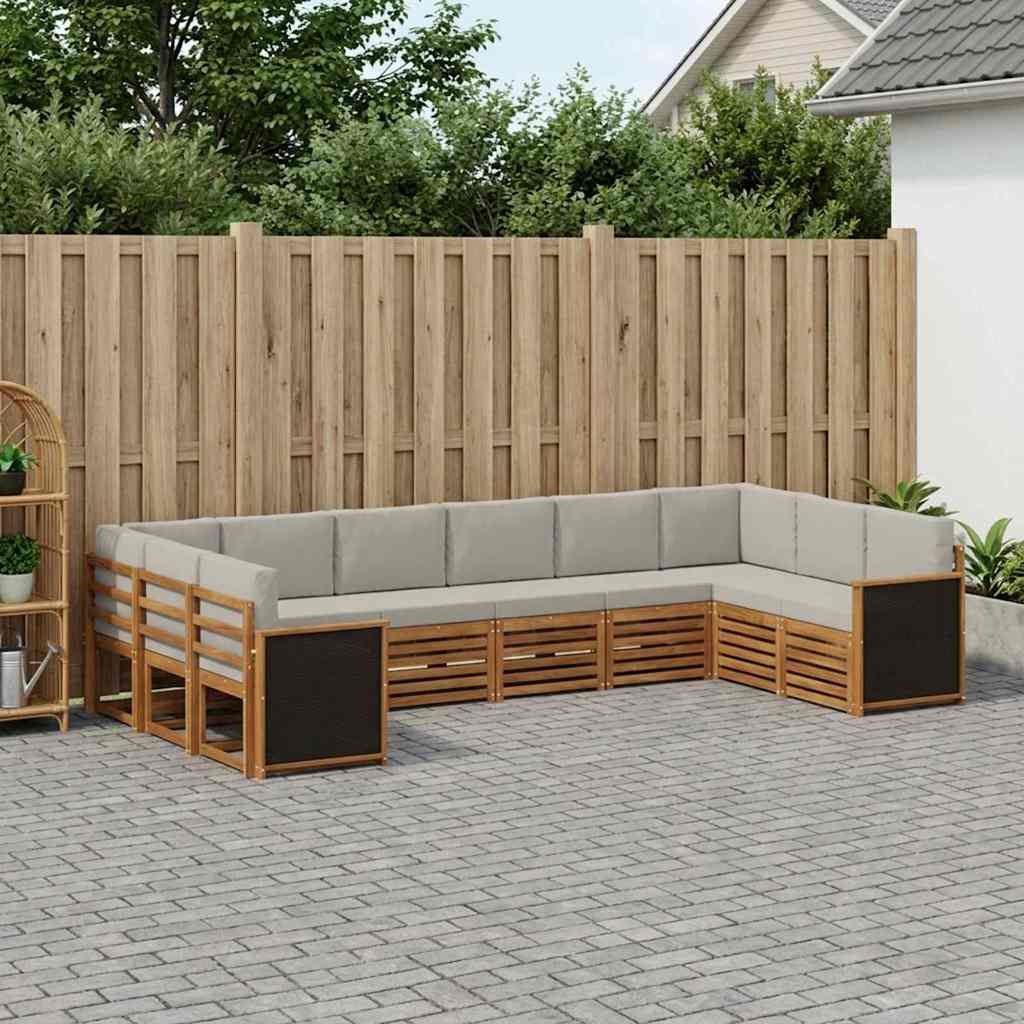 Sektionalsofa sæt med pude 7 pcs Naturfarvet og lysegrå