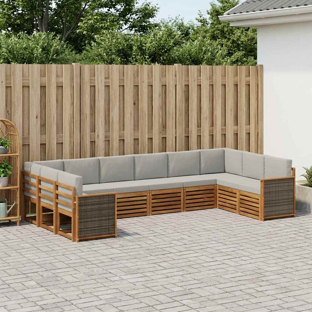 Sektionalsofa sæt med pude 7 pcs Naturfarvet og lysegrå
