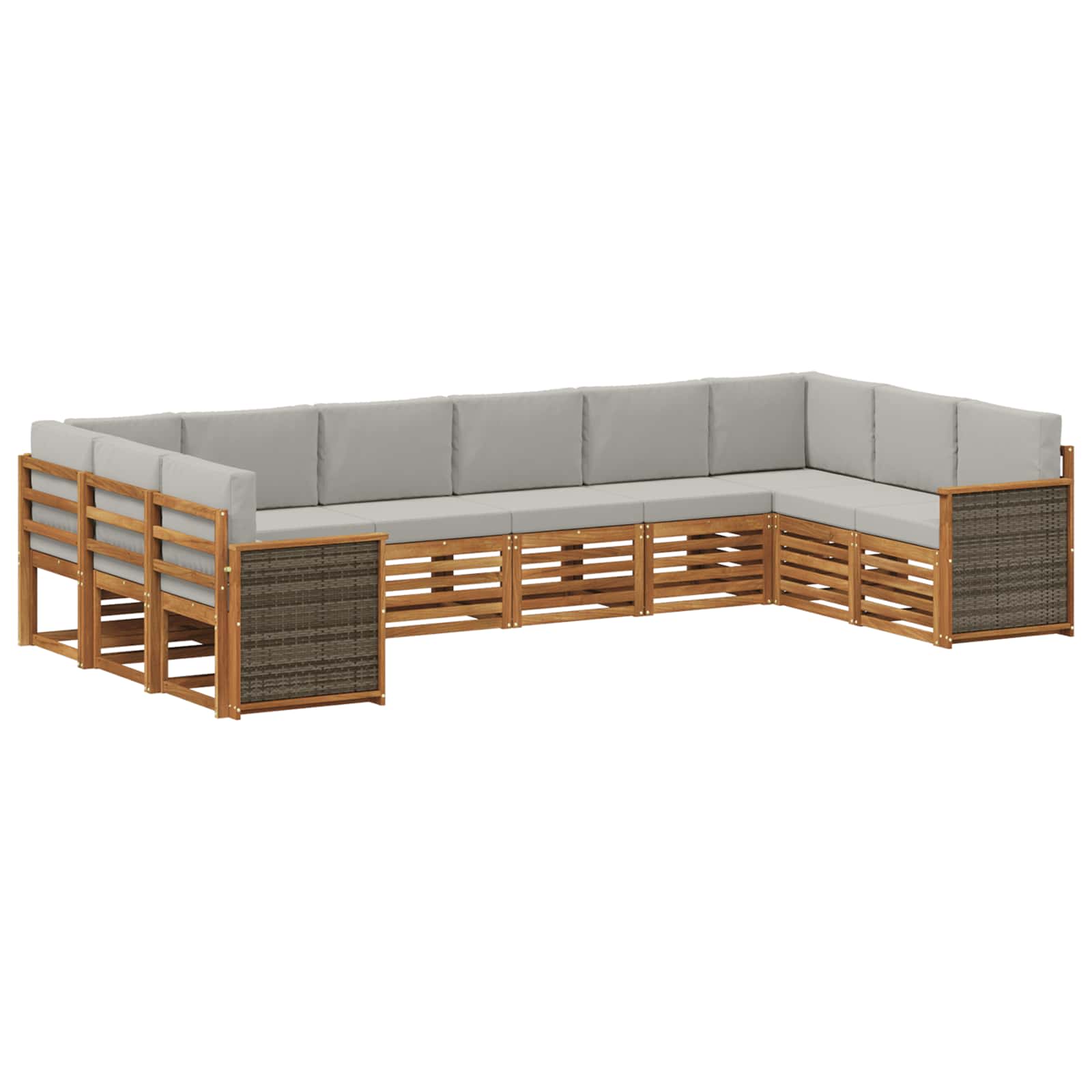 Sektionalsofa sæt med pude 7 pcs Naturfarvet og lysegrå