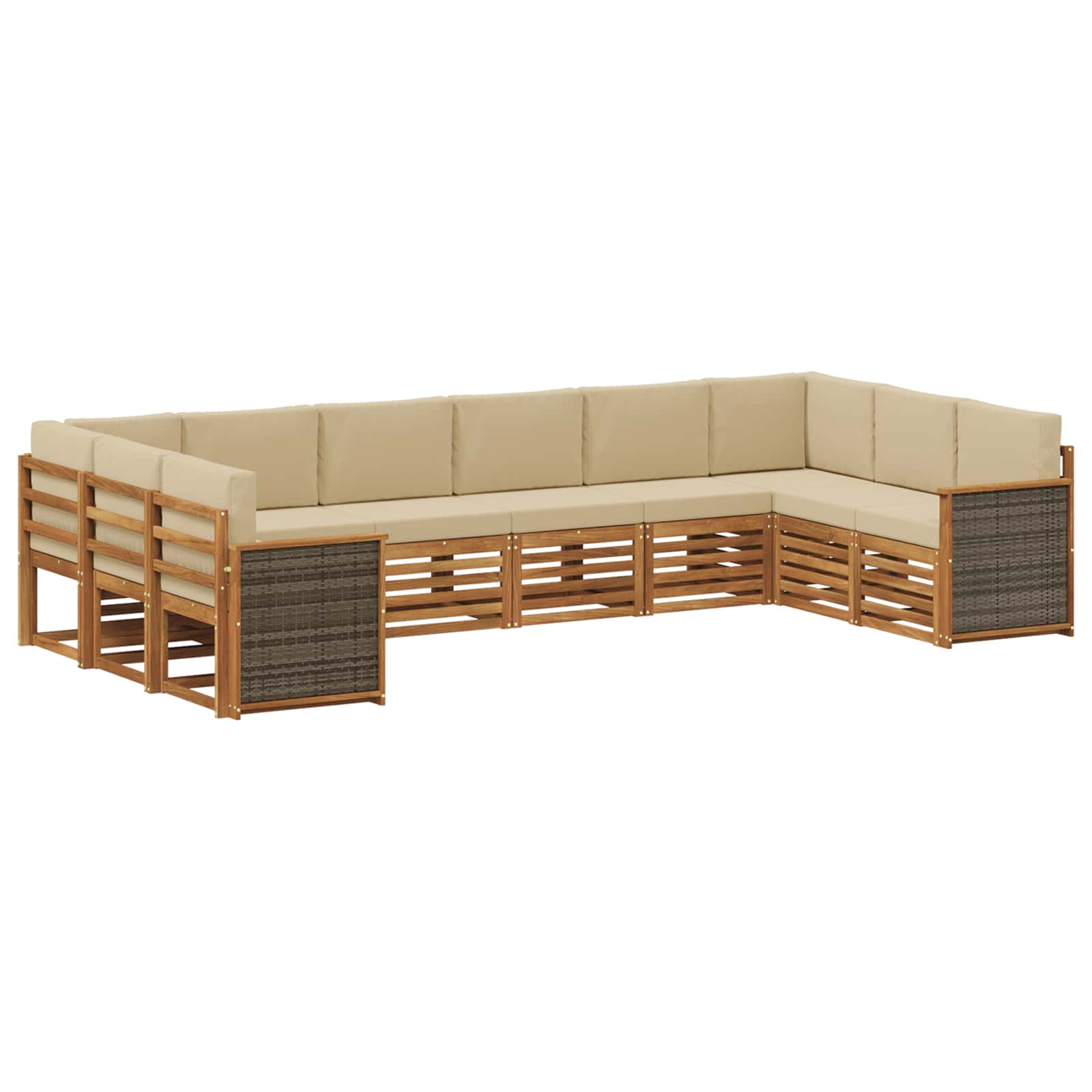 Sektionalsofa sæt 7 pcs Naturfarvet Soli Akacietræ og polyester