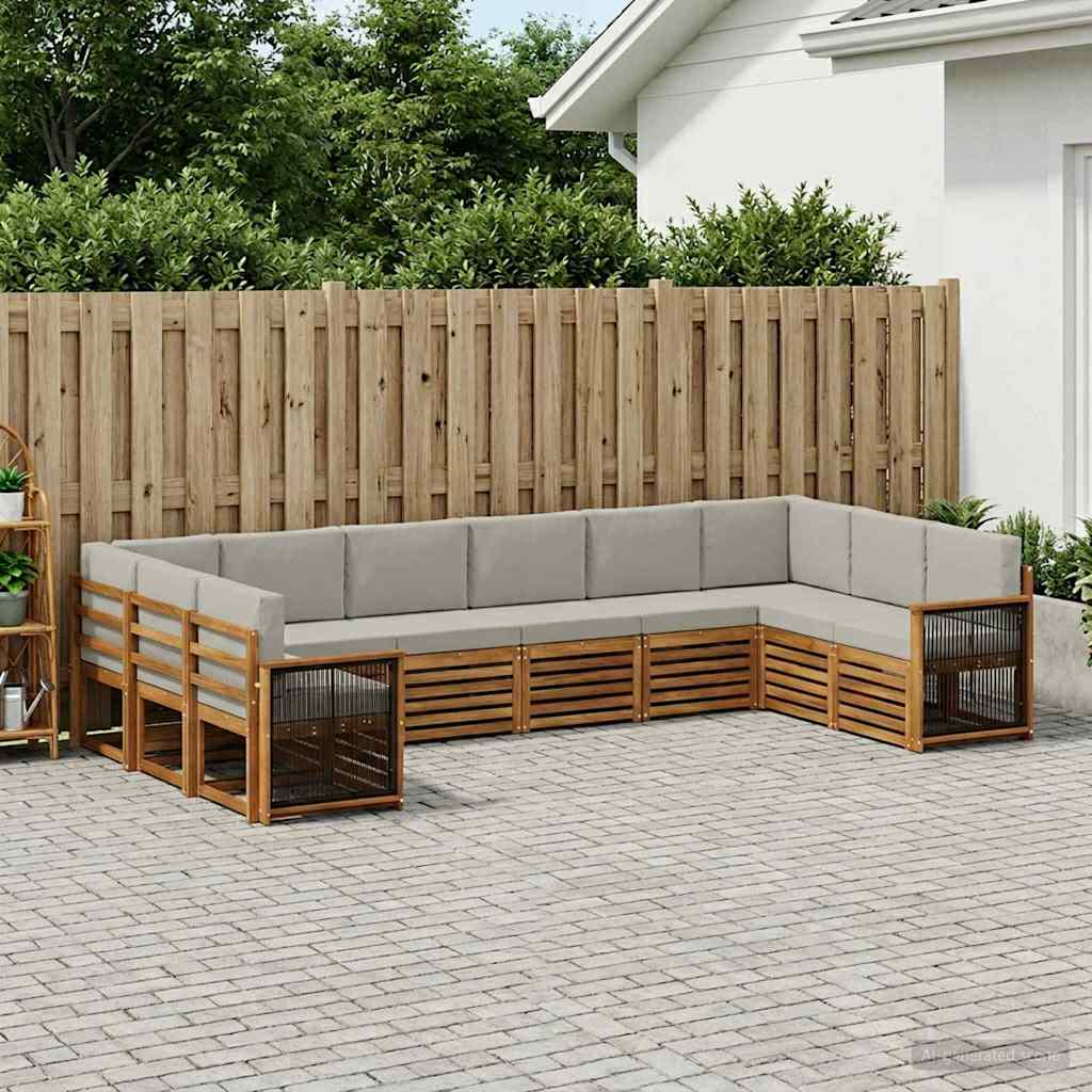 Sektionalsofa sæt med pude 7 pcs Naturfarvet og lysegrå
