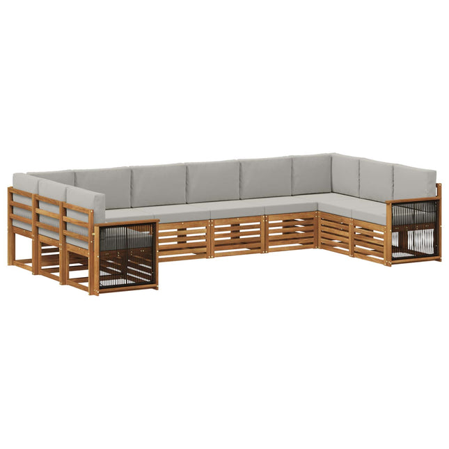 Sektionalsofa sæt med pude 7 pcs Naturfarvet og lysegrå