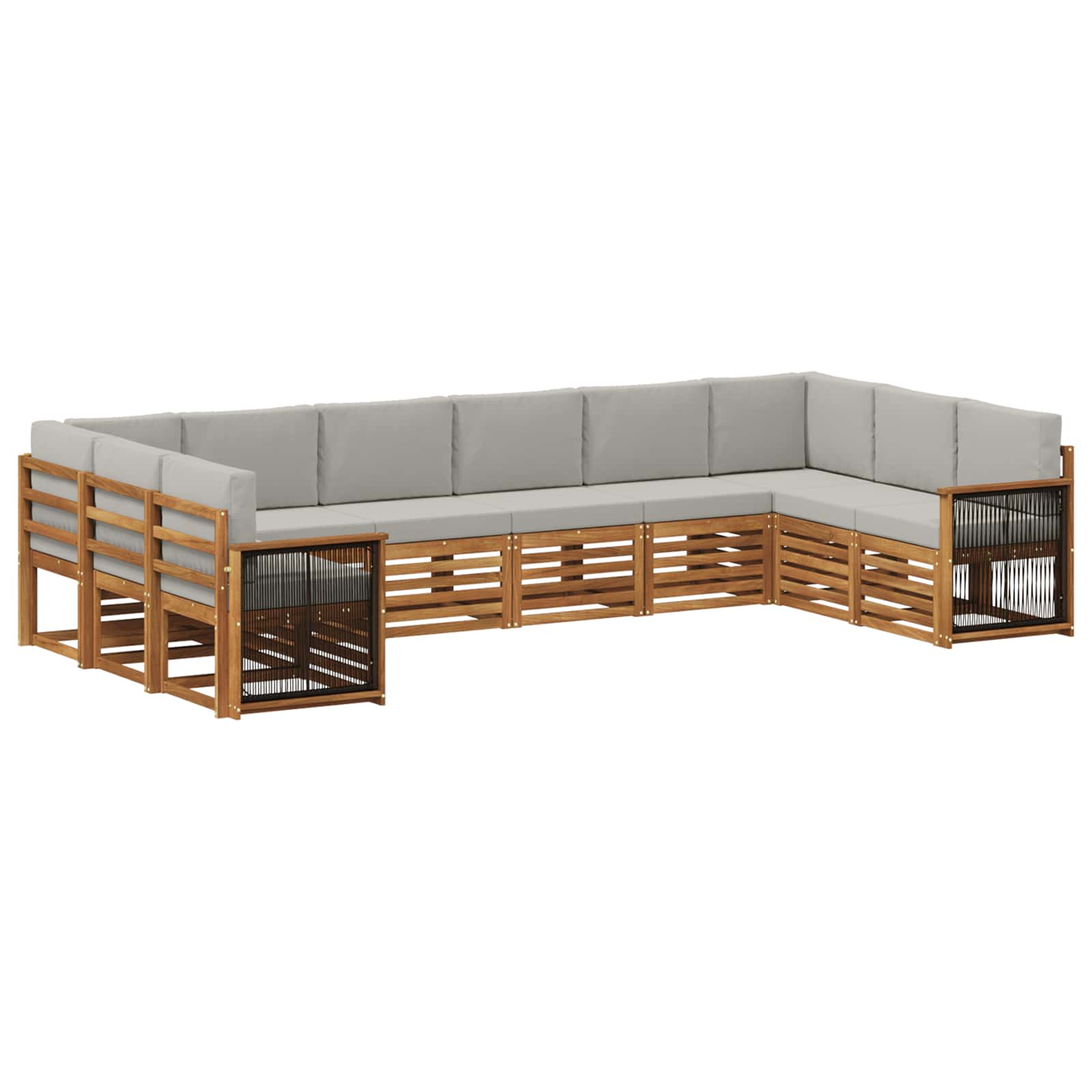 Sektionalsofa sæt med pude 7 pcs Naturfarvet og lysegrå