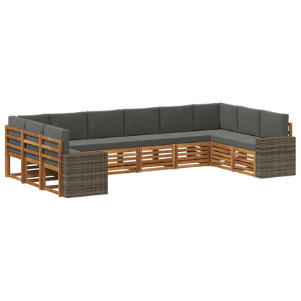 Udendørs sofagruppe 10 pcs Naturlig og Antracit Polyester
