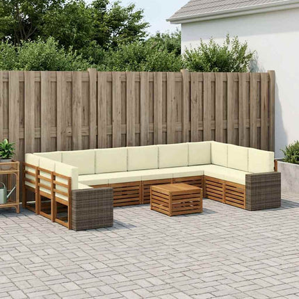Udendørs sofagruppe med pude 11 pcs Naturlig og Fløde Polyester