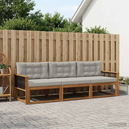 Udendørs sofagruppe med pude 3 pcs Naturlig og Lys grå