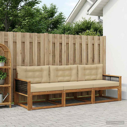 Udendørs sofagruppe med pude 3 pcs Naturlig og Beige