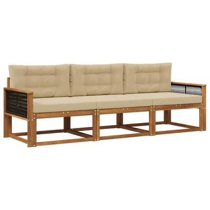 Udendørs sofagruppe med pude 3 pcs Naturlig og Beige