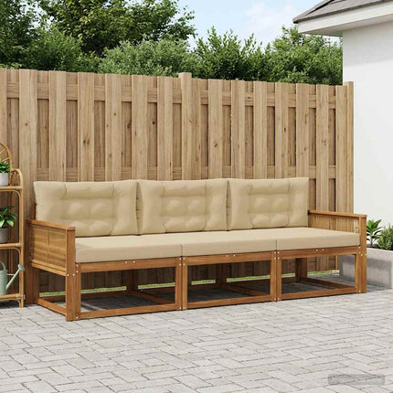 Udendørs sofagruppe med pude 3 pcs Naturlig og Beige