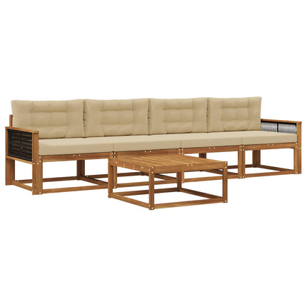Udendørs sofagruppe med pude 5 pcs Naturlig og Beige