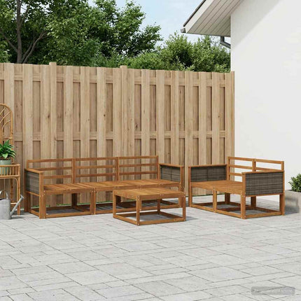 Udendørs sofagruppe 6 pcs Naturfarvet Massivt Akacietræ