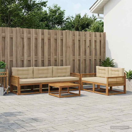 Udendørs sofagruppe 6 pcs Naturlig og Beige