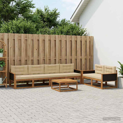 Udendørs sofagruppe 7 pcs Naturlig og Beige