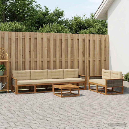 Udendørs sofagruppe med pude 7 pcs Naturlig og Beige