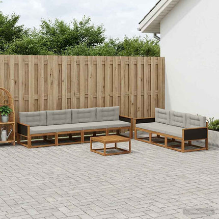 Udendørs sofagruppe med pude 8 pcs Naturlig og Lys grå