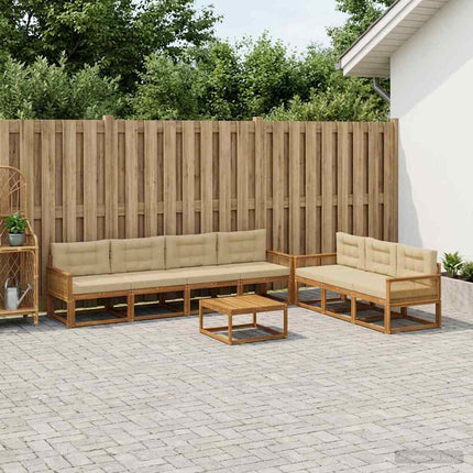 Udendørs sofagruppe med pude 8 pcs Naturlig og Beige