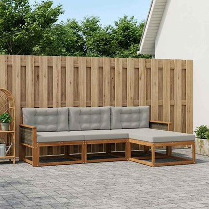 Udendørs sofagruppe med pude 4 pcs Naturlig og Lys grå