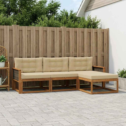 Udendørs sofagruppe med pude 4 pcs Naturlig og Beige
