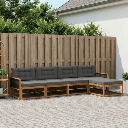 Udendørs sofagruppe med pude 5 pcs Naturlig og Antracit