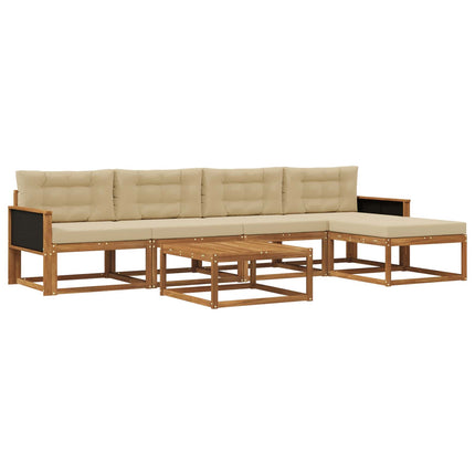 Udendørs sofagruppe med pude 6 pcs Naturlig og Beige