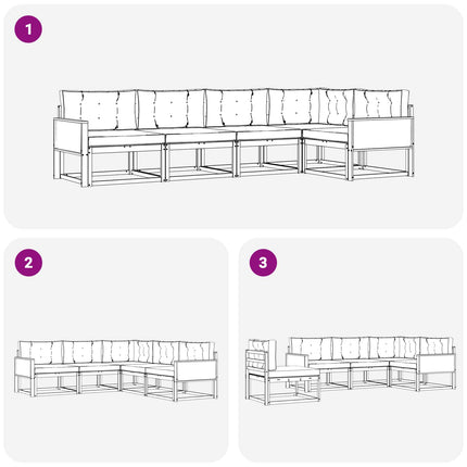 Udendørs sofagruppe 5 pcs Naturlig og Antracit