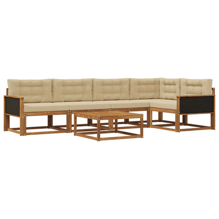 Udendørs sofagruppe med pude 6 pcs Naturlig og Beige