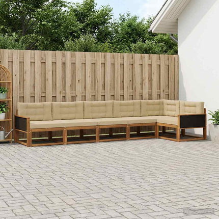 Udendørs sofagruppe med pude 6 pcs Naturlig og Beige