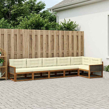 Udendørs sofagruppe med pude 6 pcs Naturlig og Fløde