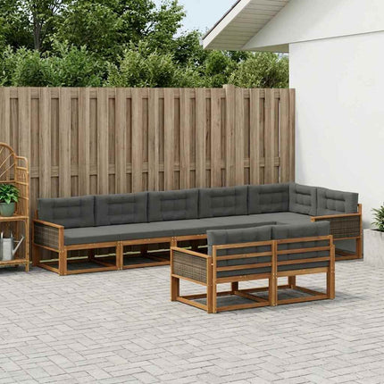 Udendørs sofagruppe 8 stk. Naturlig og Antracit