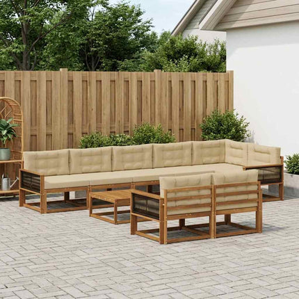 Udendørs sofagruppe med pude 9 pcs Naturlig og Beige