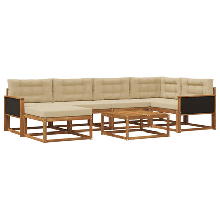 Udendørs sofagruppe med pude 7 pcs Naturlig og Beige