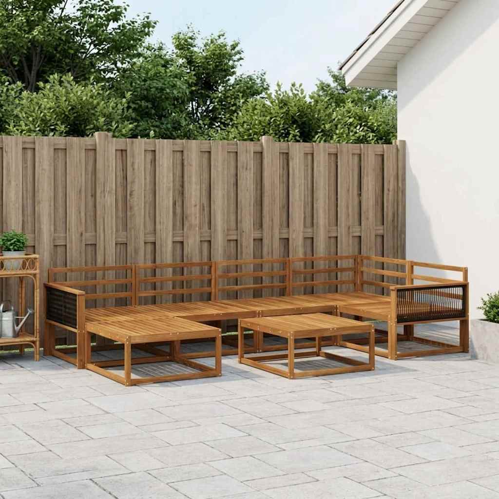 Udendørs sofagruppe 7 pcs Naturfarvet Massivt Akacietræ
