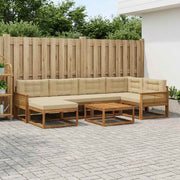 Udendørs sofagruppe med pude 7 pcs Naturlig og Beige
