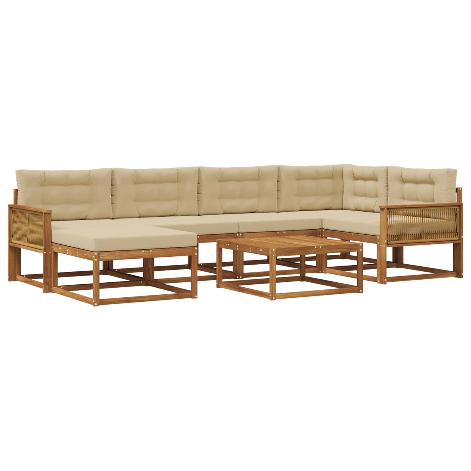 Udendørs sofagruppe med pude 7 pcs Naturlig og Beige