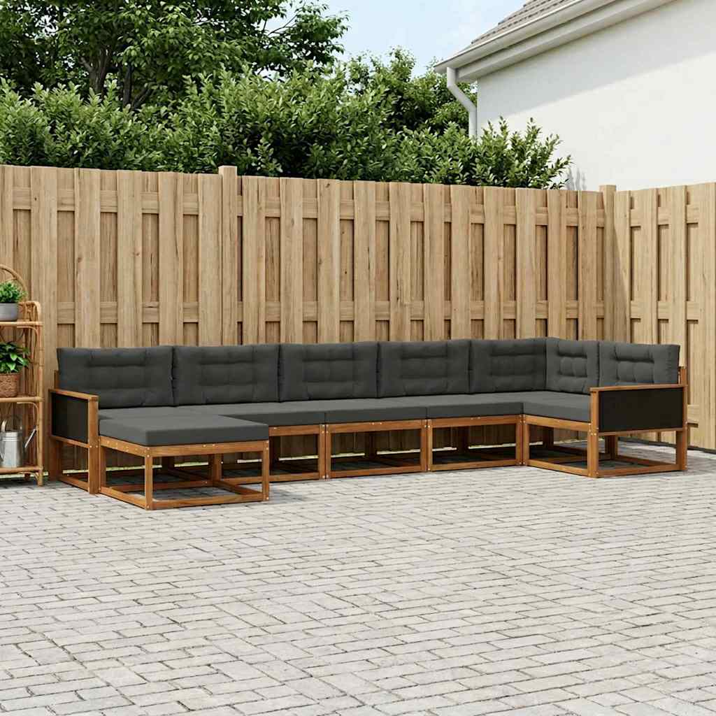 Udendørs sofagruppe med pude 7 pcs Naturlig og Antracit