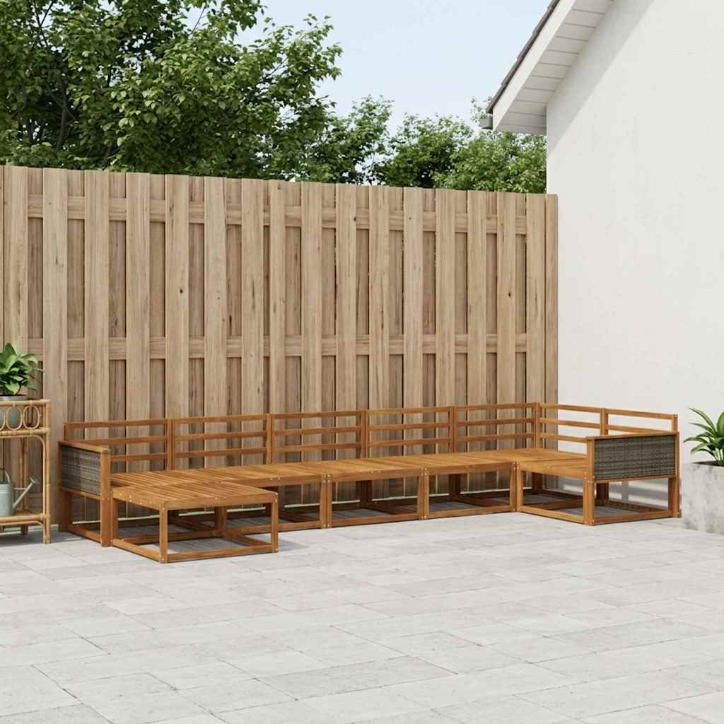 Udendørs sofagruppe 7 pcs Naturfarvet Massivt Akacietræ