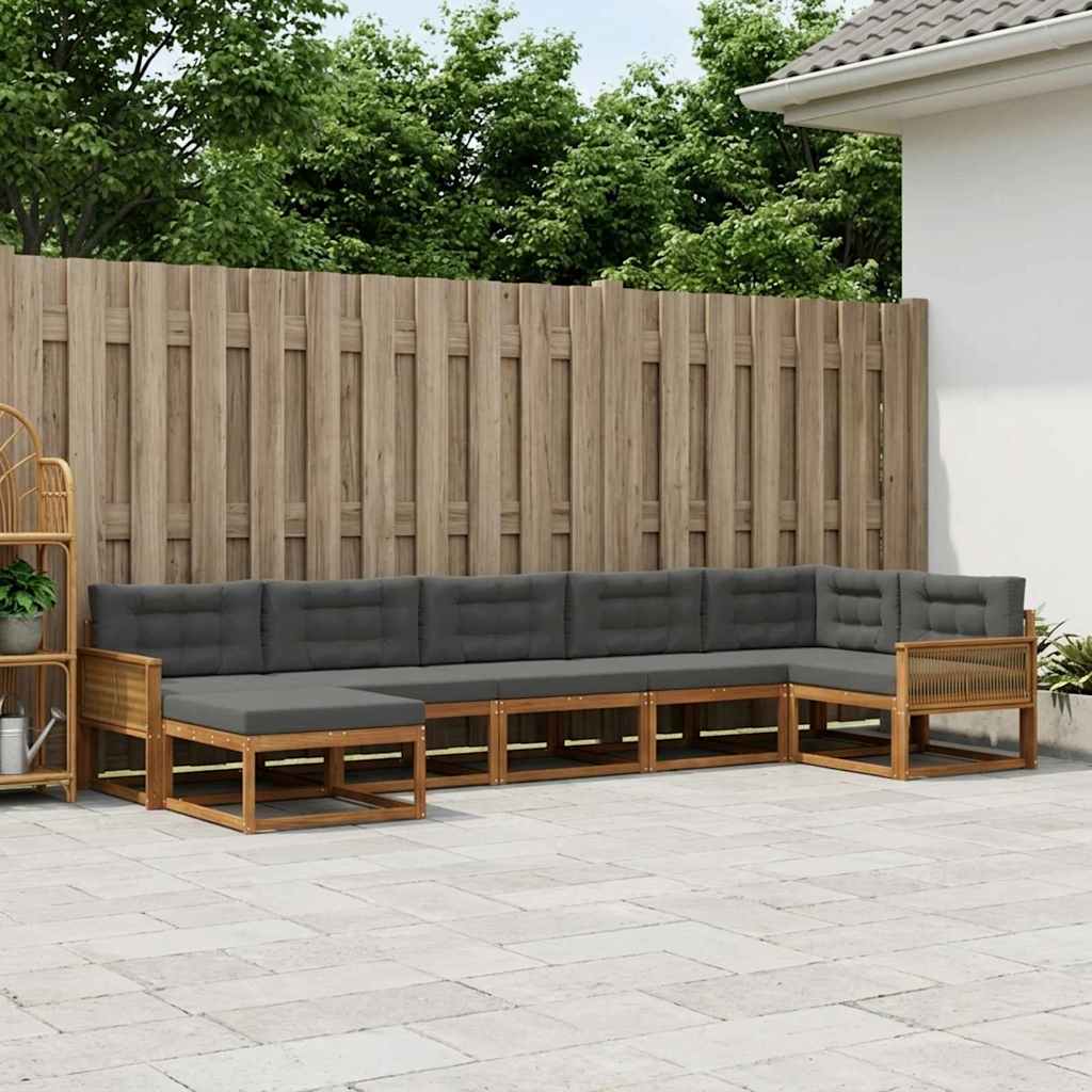 Udendørs sofagruppe med pude 7 pcs Naturlig og Antracit
