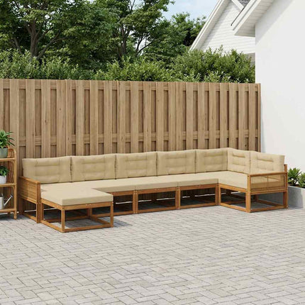 Udendørs sofagruppe med pude 7 pcs Naturlig og Beige