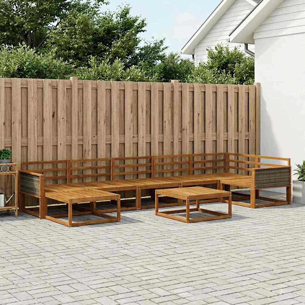Udendørs sofagruppe 8 pcs Naturfarvet Massivt Akacietræ