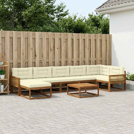 Udendørs sofagruppe med pude 8 pcs Naturlig og Fløde
